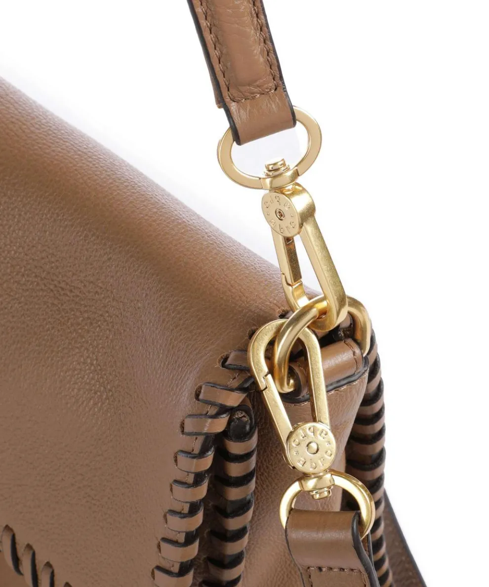 Dalia Temi Stitch Schultertasche genarbtes Leder cognac