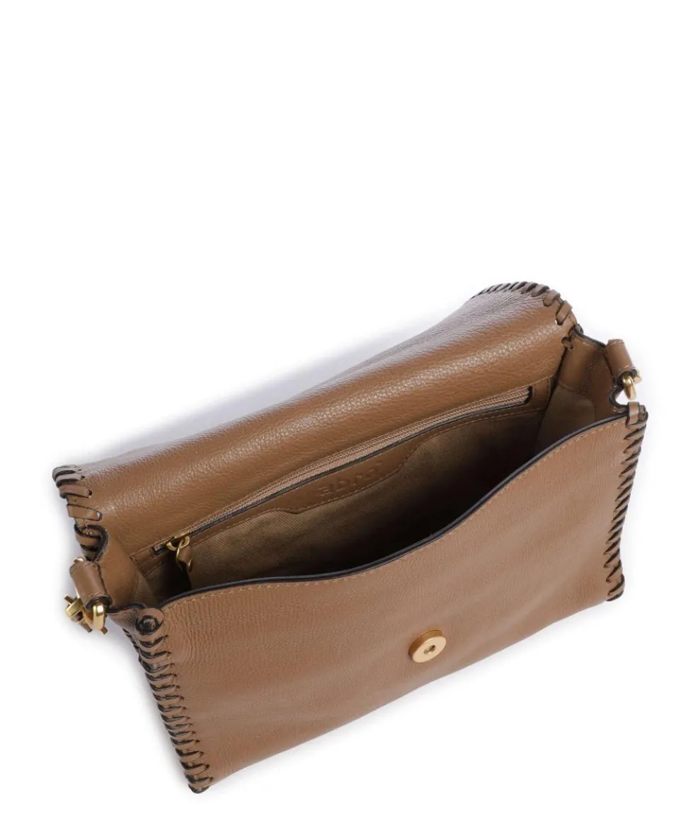 Dalia Temi Stitch Schultertasche genarbtes Leder cognac