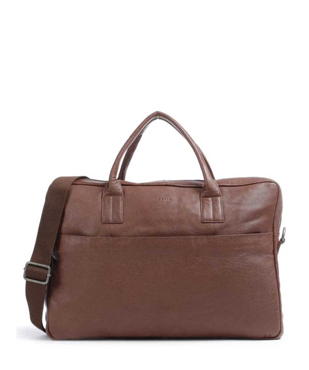 Damon Damon Aktentasche 14″ genarbtes Leder braun