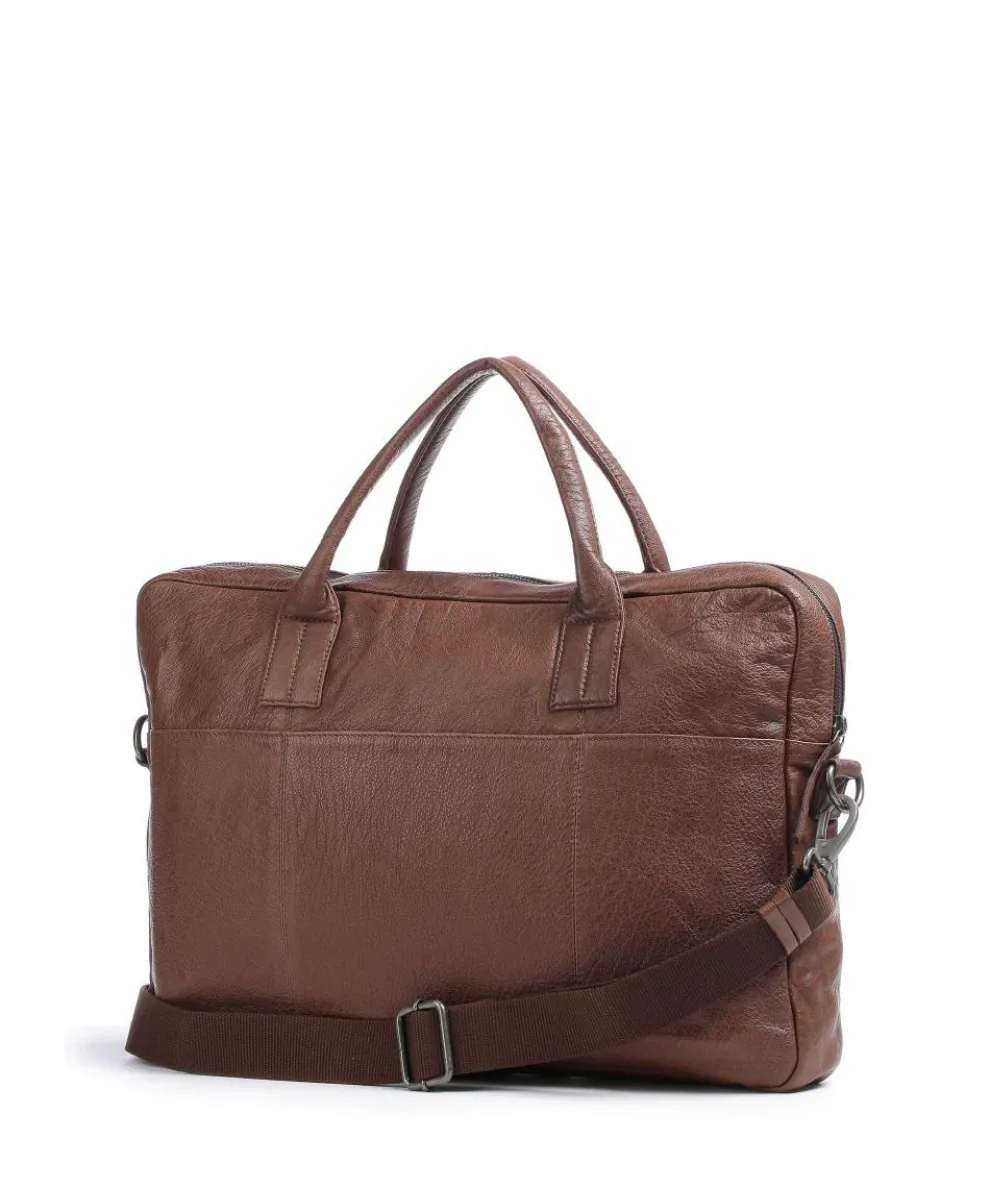 Damon Damon Aktentasche 14″ genarbtes Leder braun