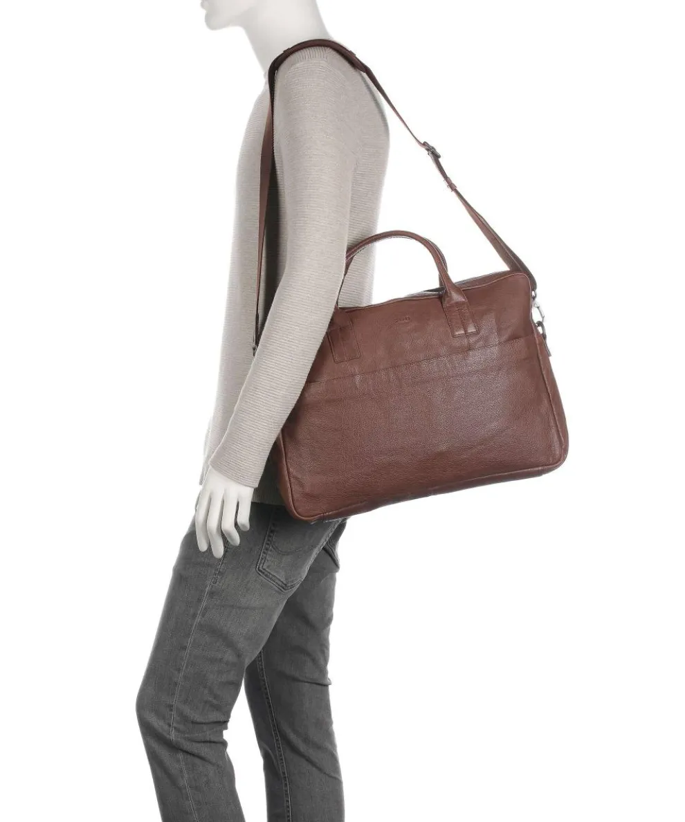 Damon Damon Aktentasche 14″ genarbtes Leder braun