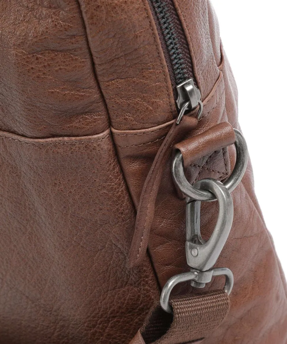 Damon Damon Aktentasche 14″ genarbtes Leder braun