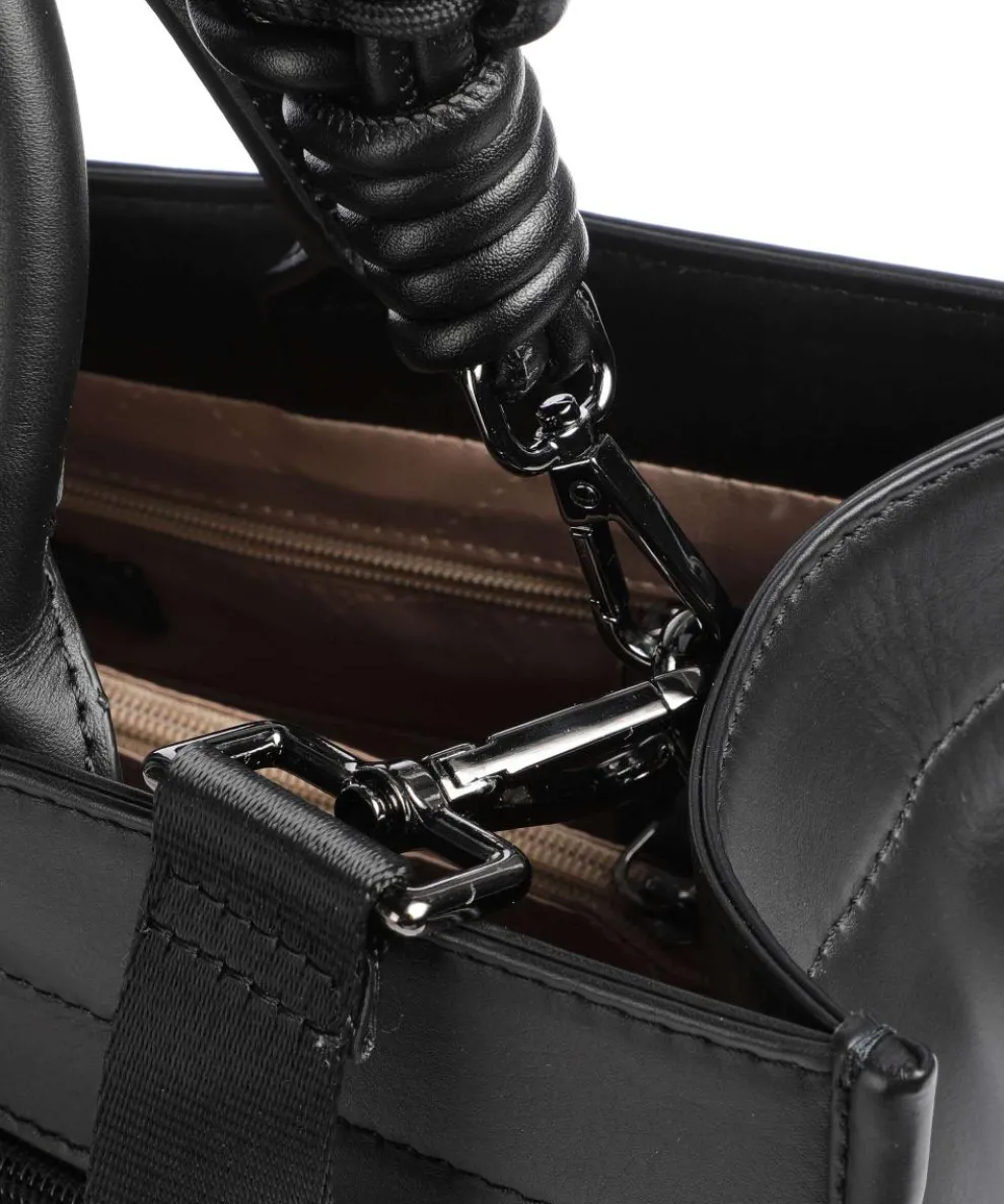 Daphne Handtasche 14″ fein genarbtes Leder schwarz