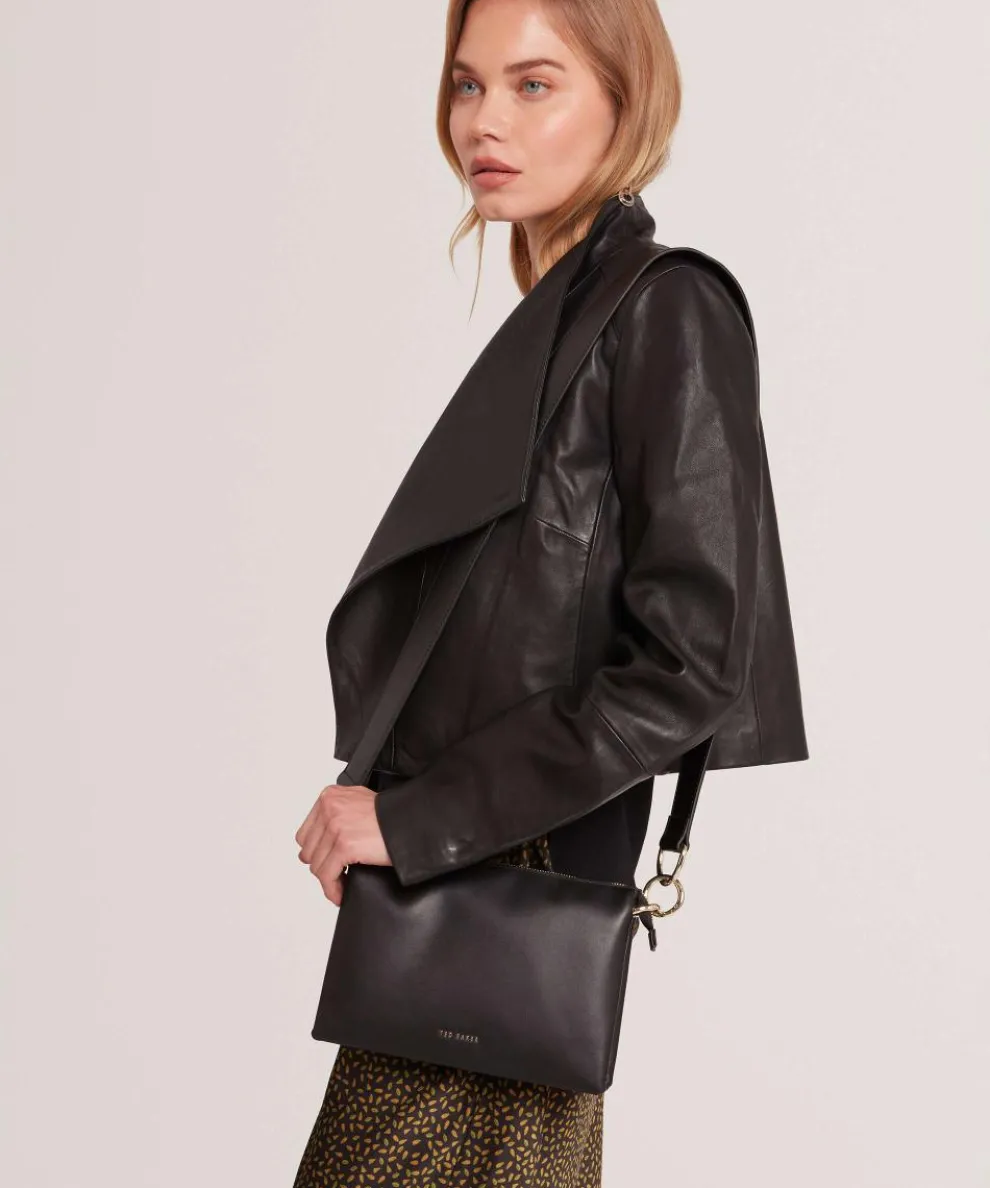 Darceyy Umhängetasche fein genarbtes Rindsleder schwarz