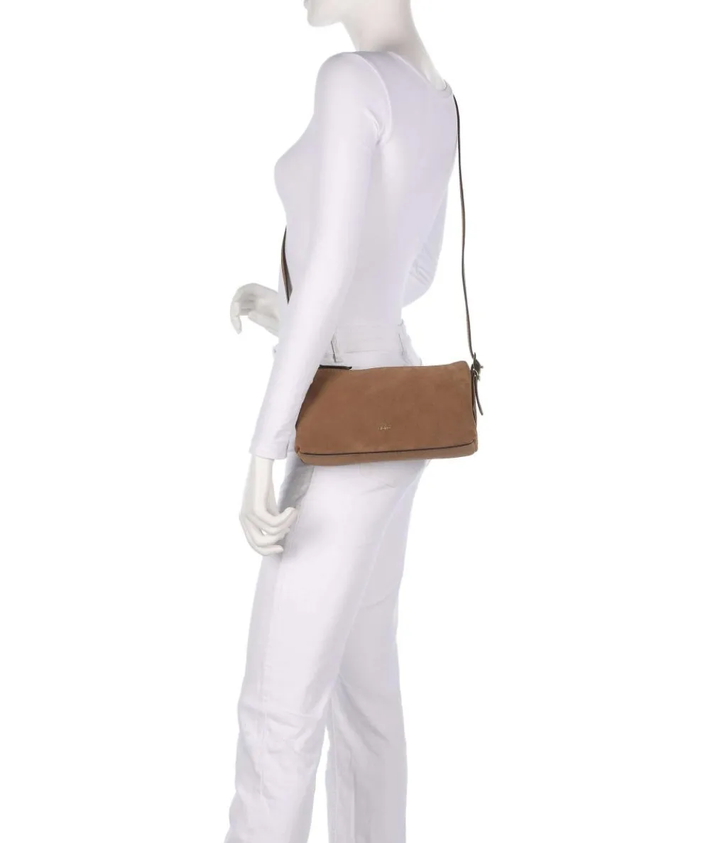 Suede Carina Schultertasche aufgerautes Leder camel