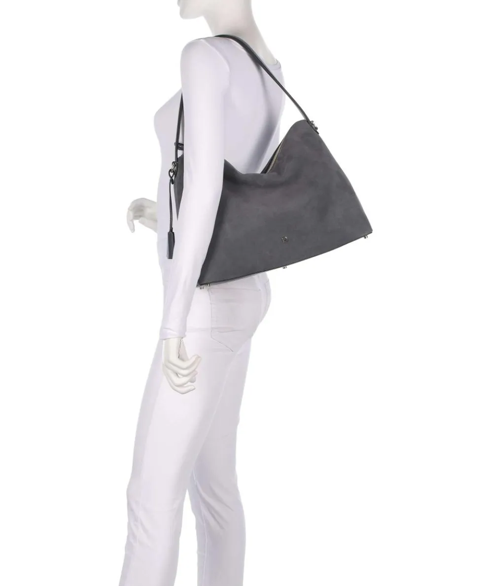 Delia L Beuteltasche aufgerautes Leder dunkelgrau