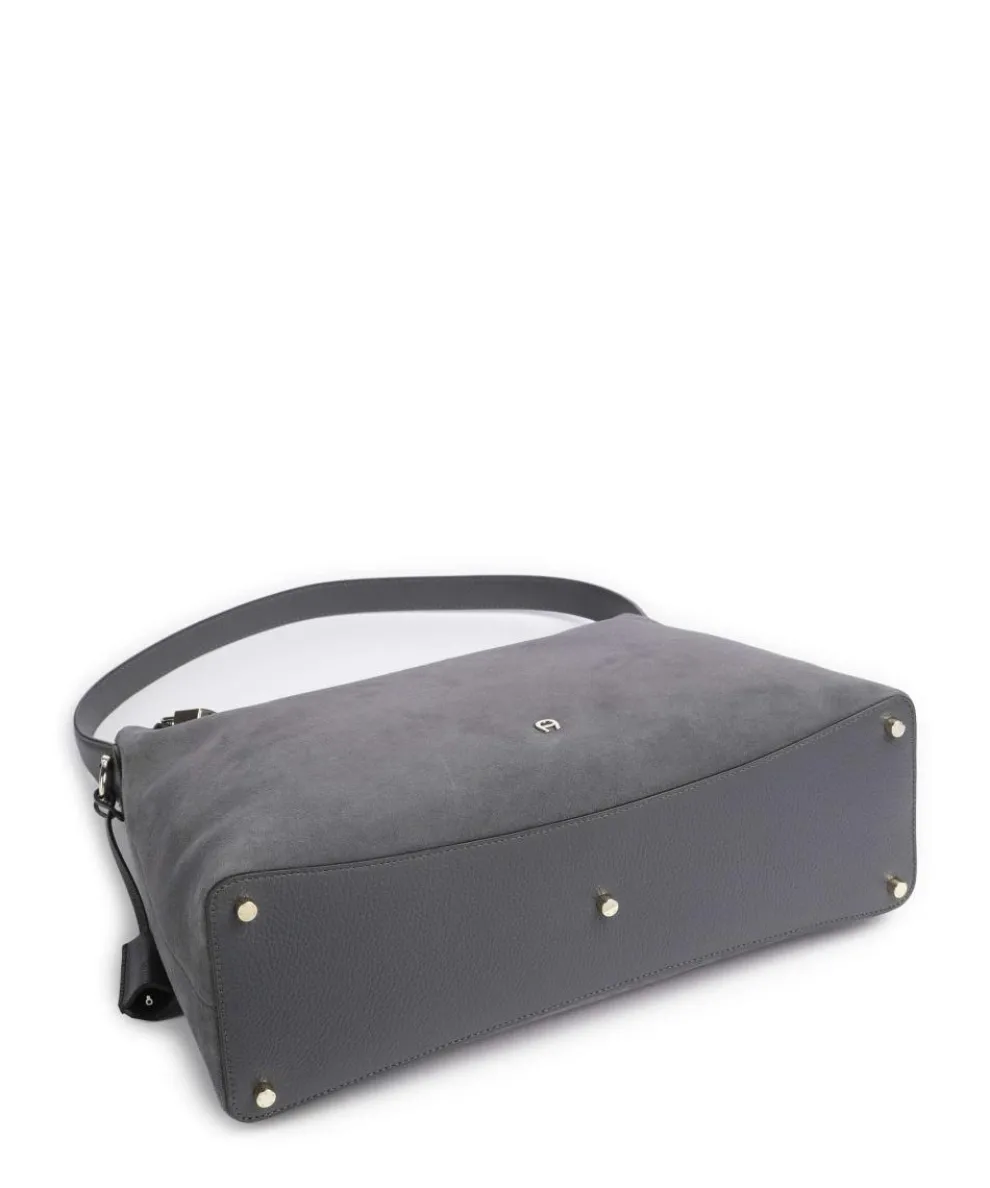 Delia L Beuteltasche aufgerautes Leder dunkelgrau