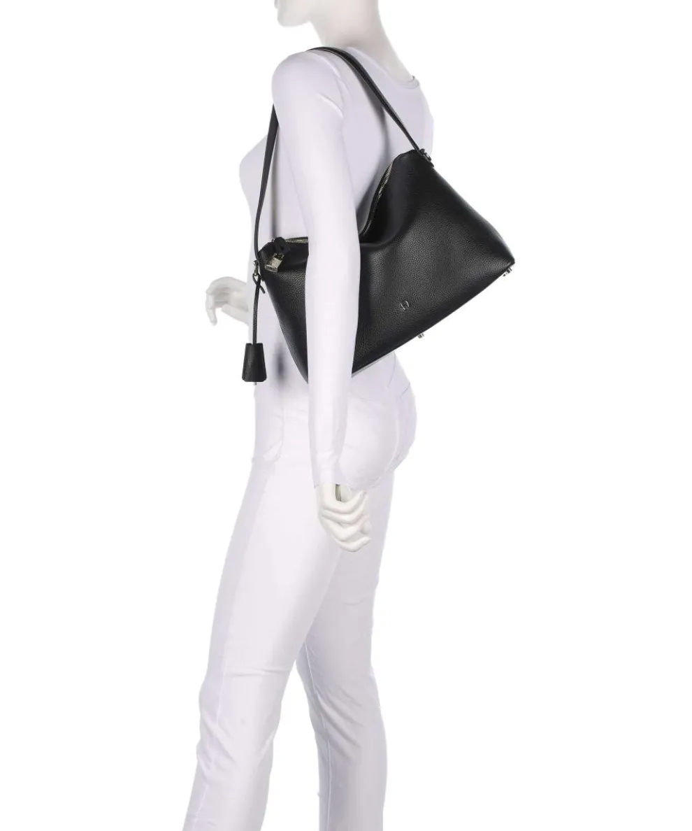 Delia M Beuteltasche genarbtes Rindsleder schwarz