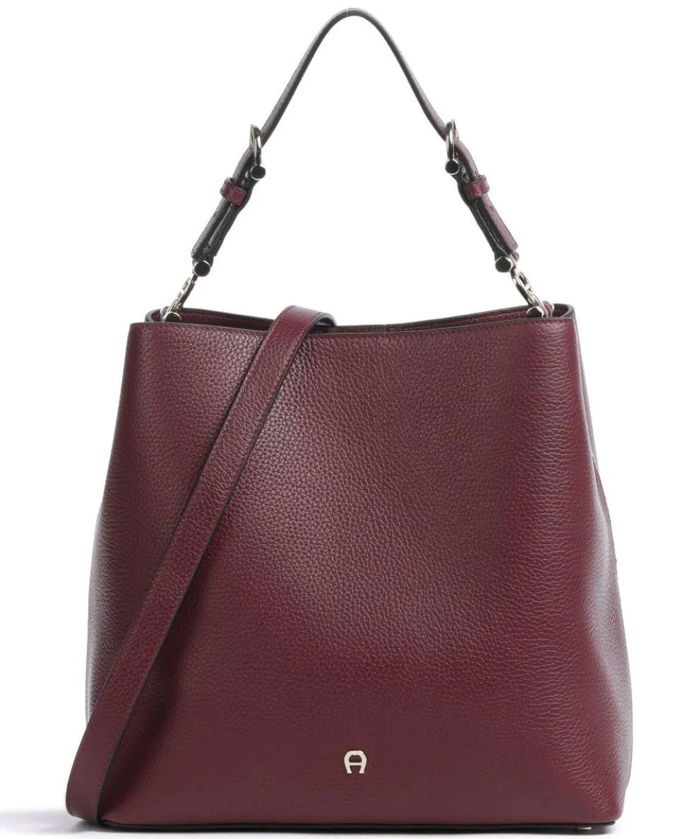 Delia M Beuteltasche genarbtes Rindsleder wein