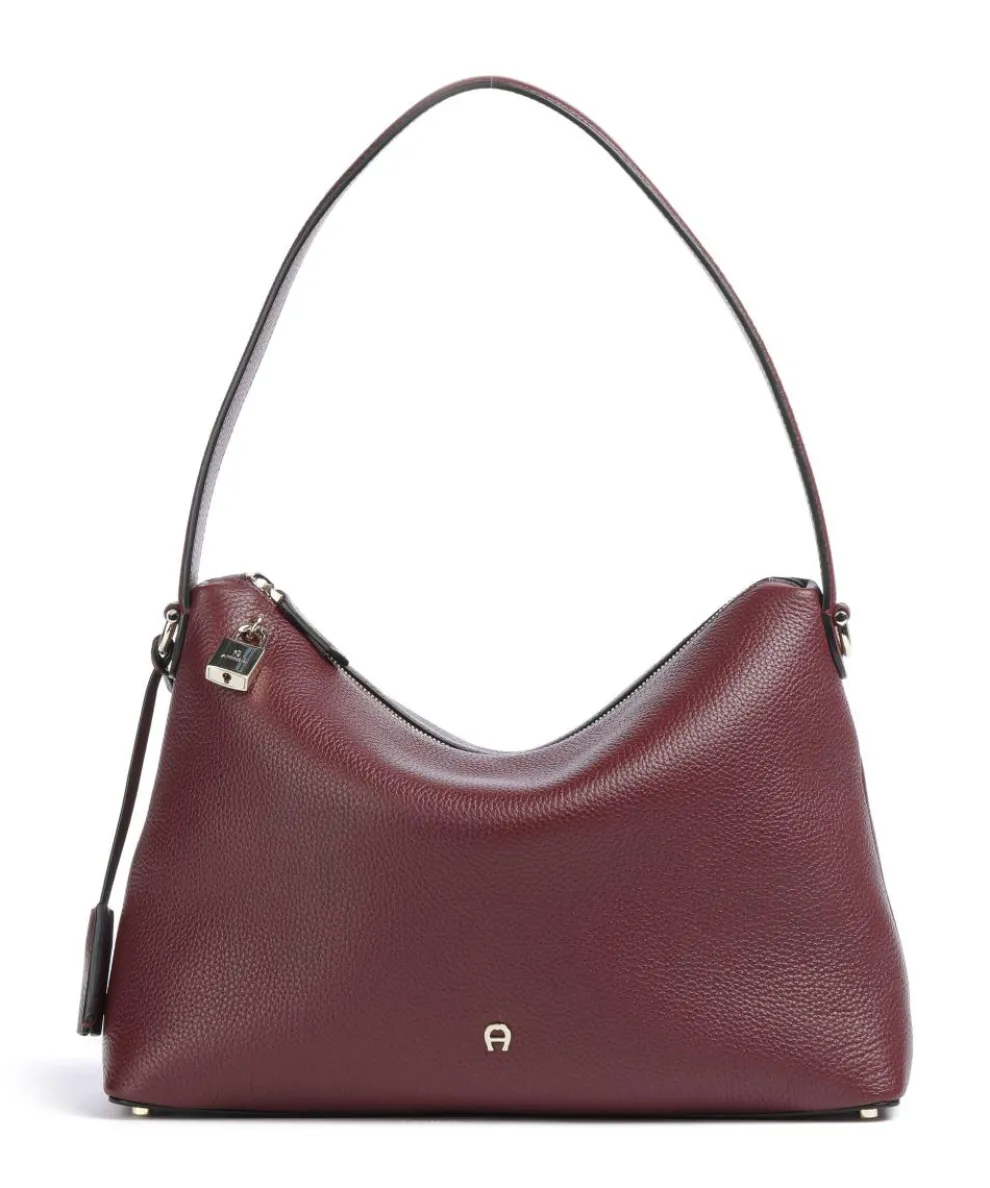 Delia M Beuteltasche genarbtes Rindsleder dunkelrot