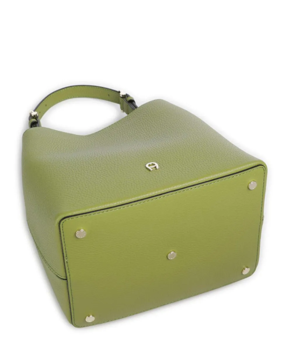 Delia S Bucket bag genarbtes Rindsleder grün