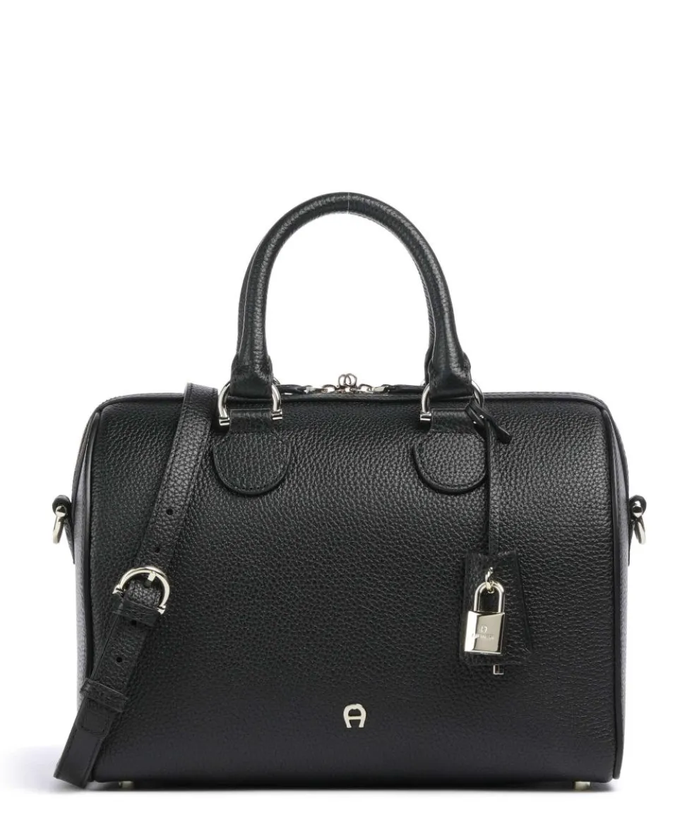 Delia S Handtasche genarbtes Rindsleder schwarz