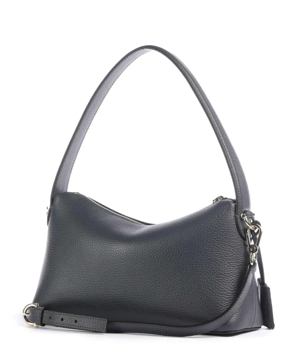 Delia S Schultertasche genarbtes Rindsleder dunkelgrau