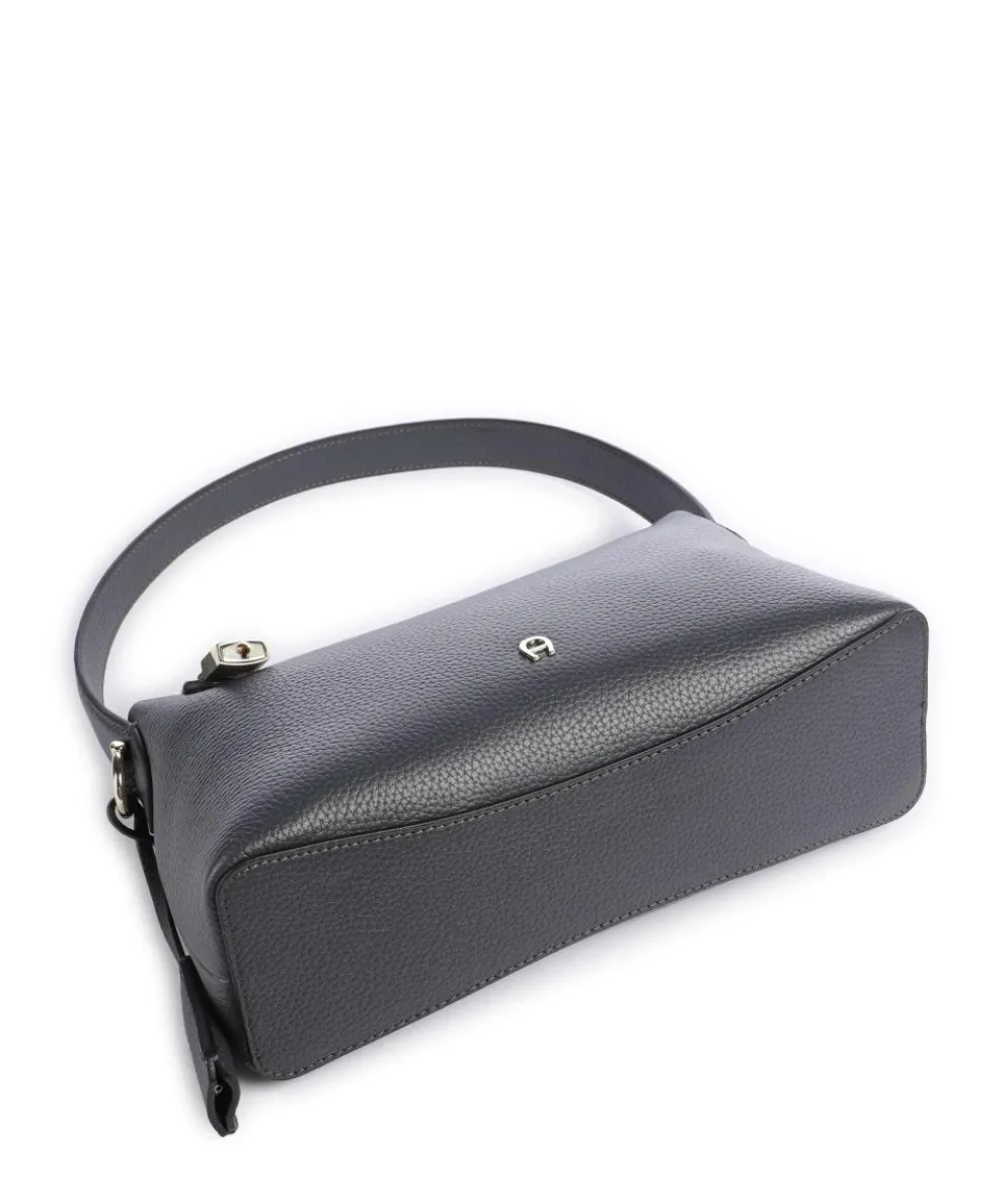 Delia S Schultertasche genarbtes Rindsleder dunkelgrau