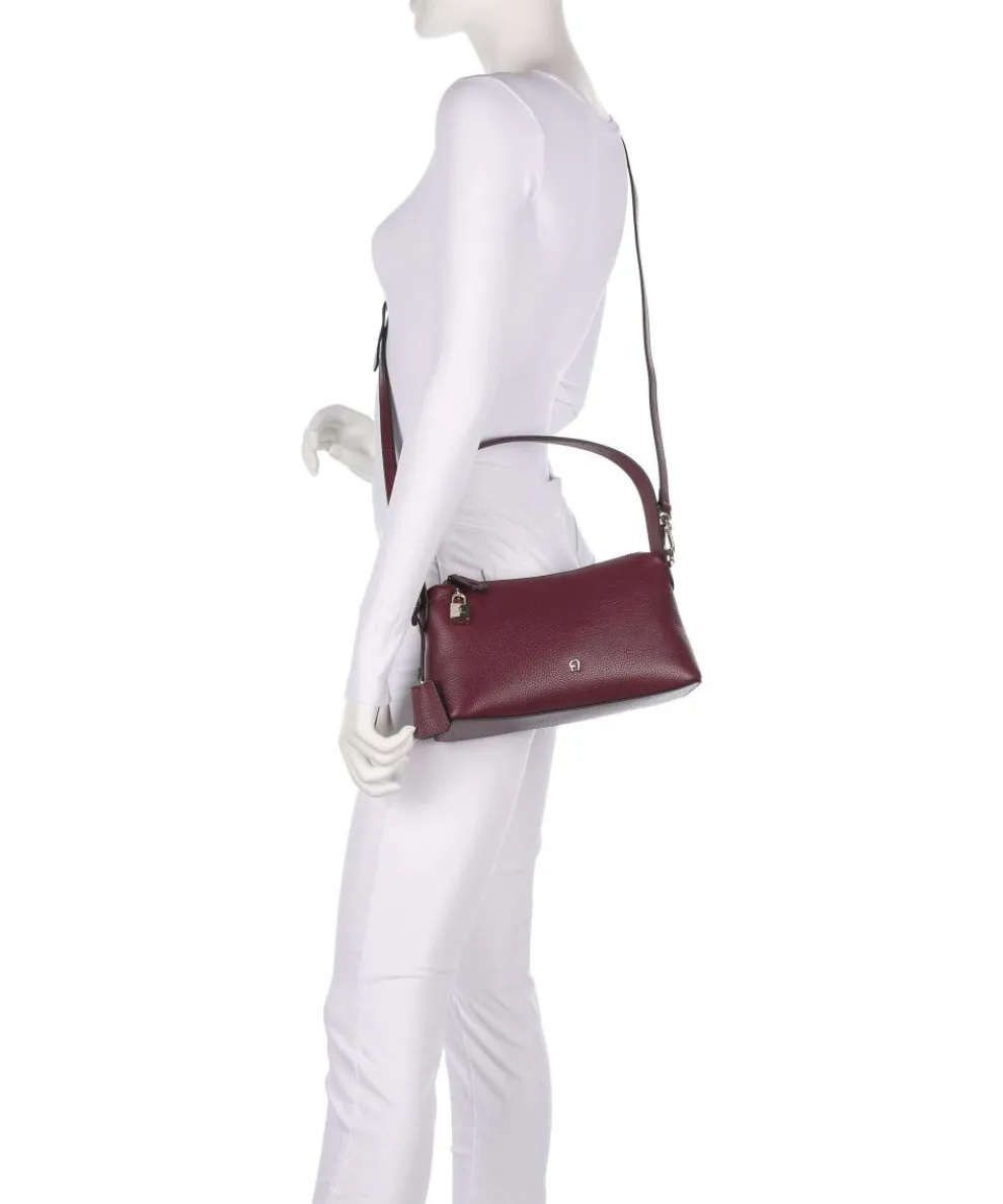 Delia S Schultertasche genarbtes Rindsleder dunkelrot