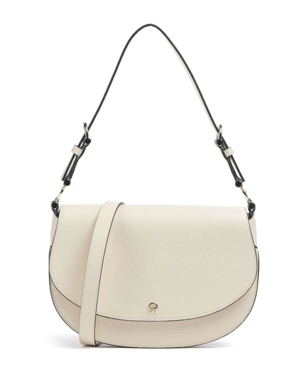 Delia S Schultertasche genarbtes Rindsleder creme