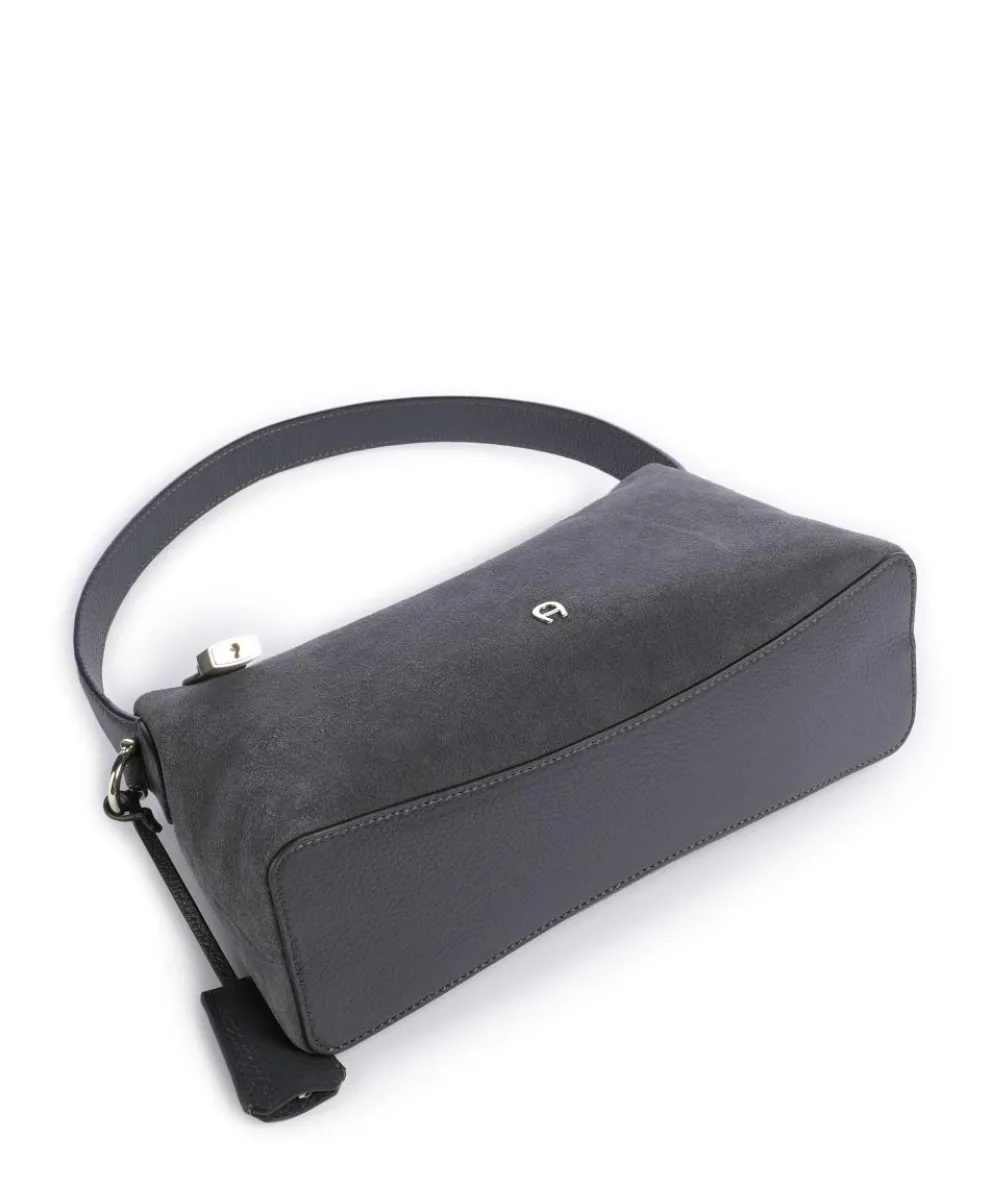 Delia S Schultertasche aufgerautes Leder dunkelgrau