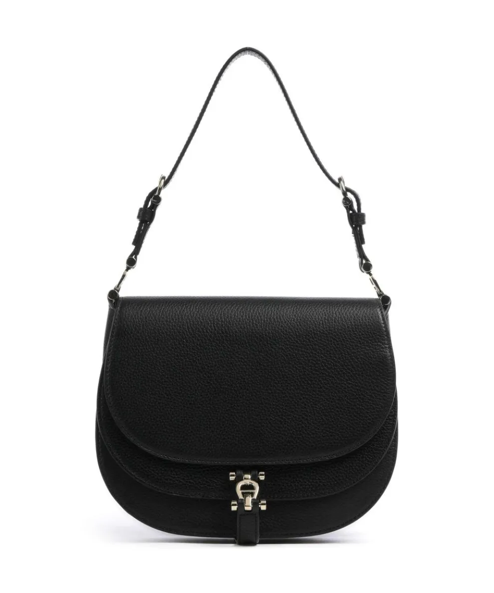 Delia S Schultertasche genarbtes Rindsleder schwarz