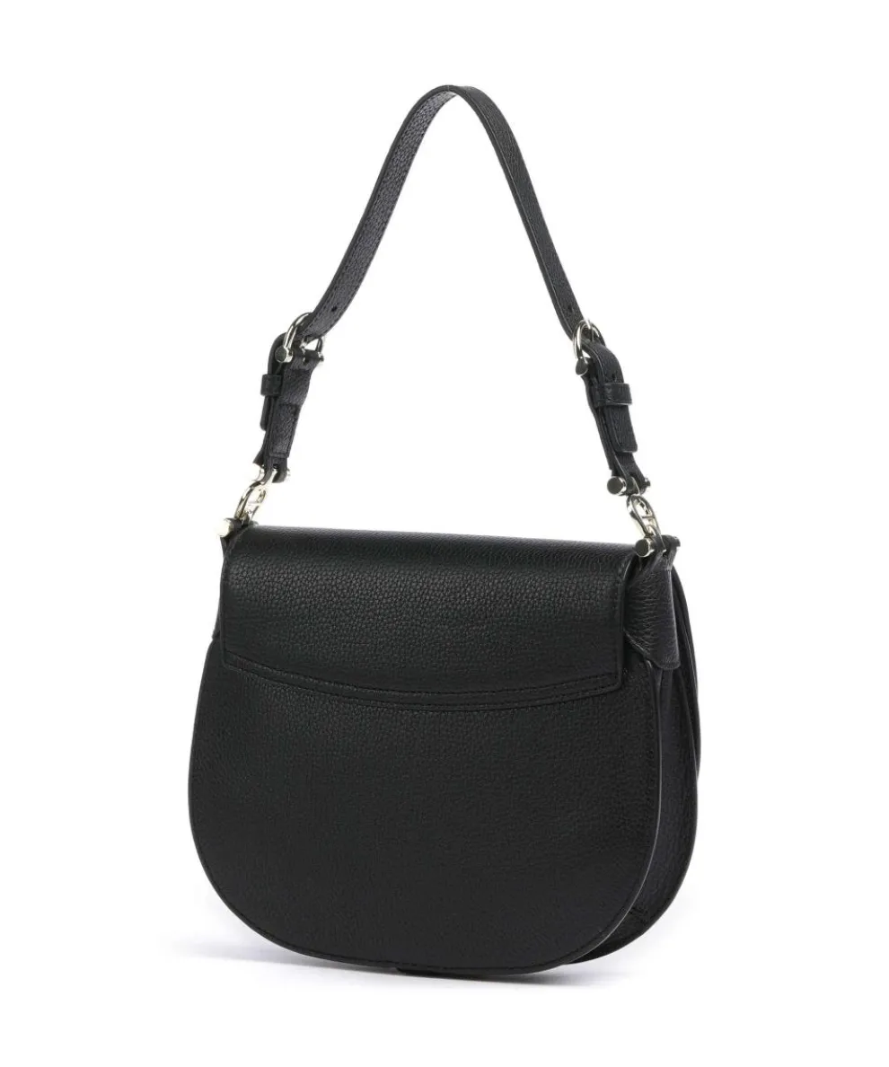 Delia S Schultertasche genarbtes Rindsleder schwarz