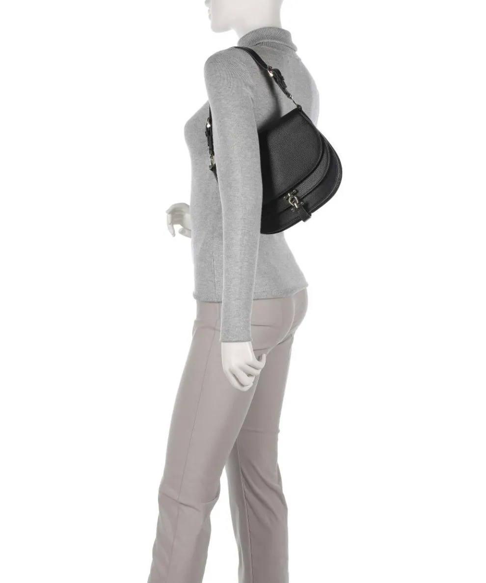 Delia S Schultertasche genarbtes Rindsleder schwarz