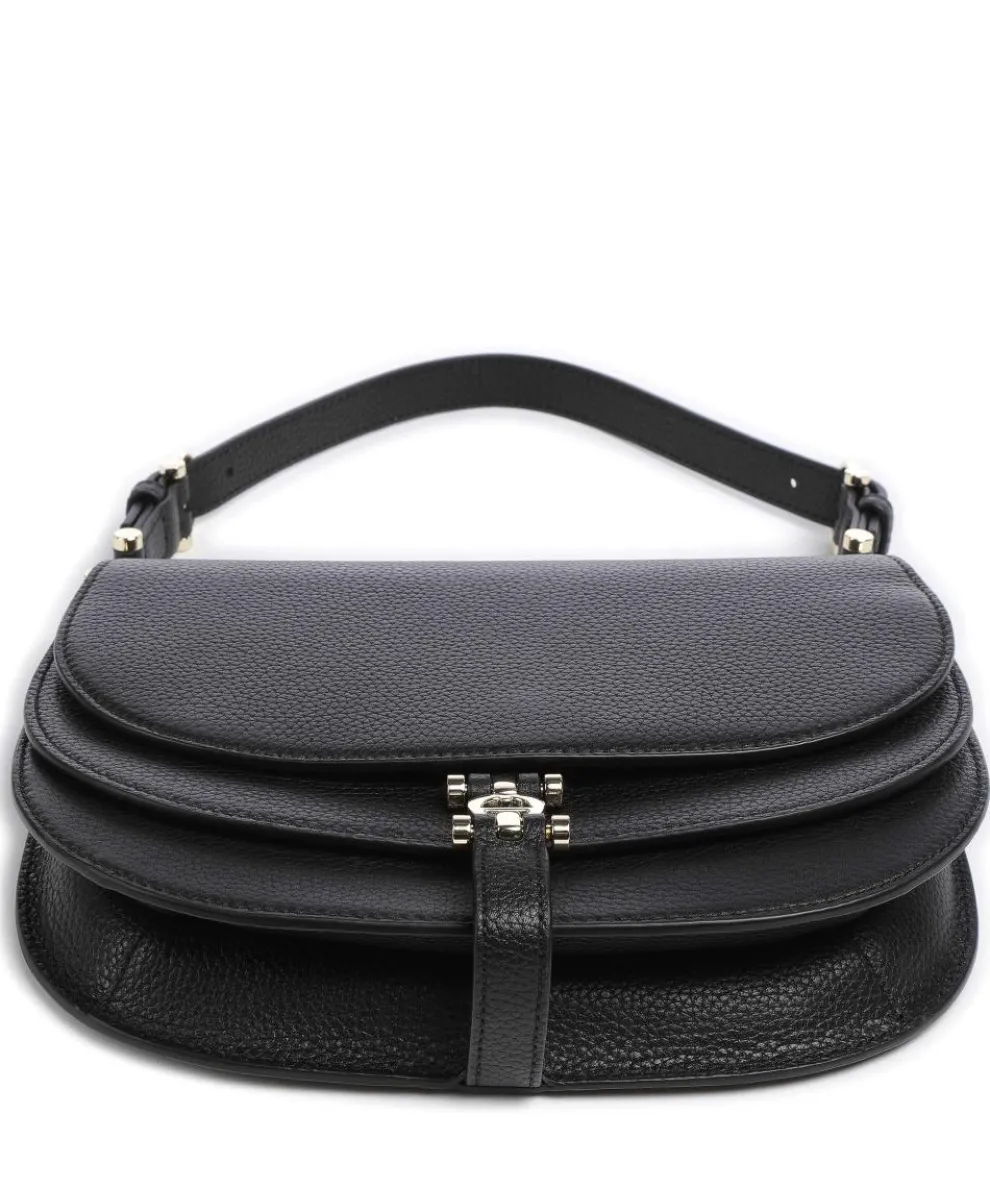 Delia S Schultertasche genarbtes Rindsleder schwarz