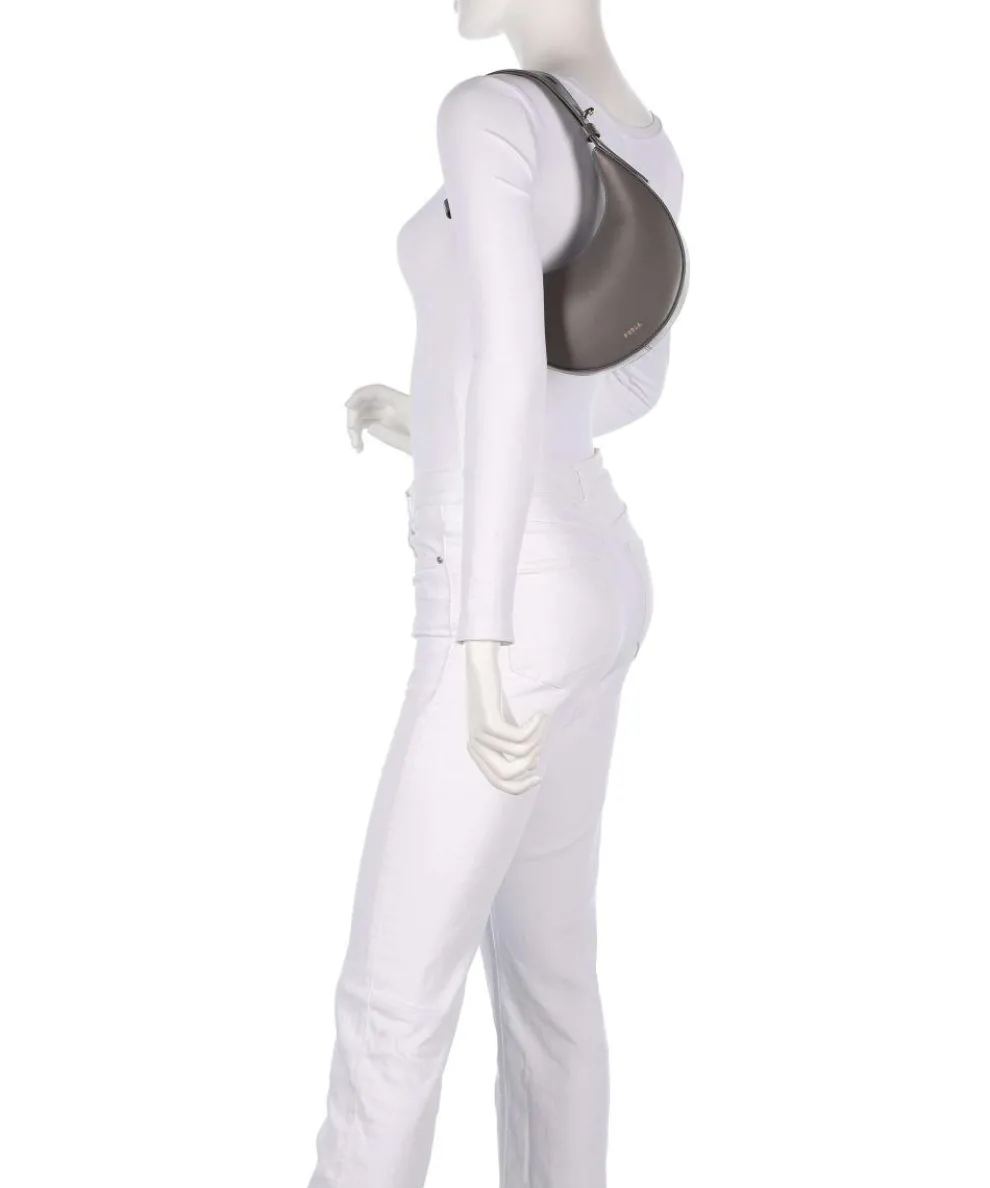 Delizia Mini Schultertasche fein genarbtes Leder dunkelgrau