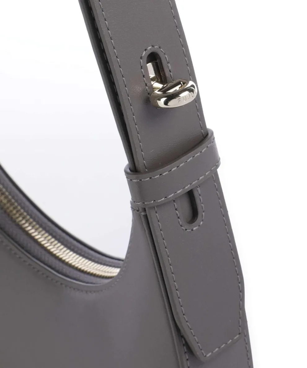 Delizia Mini Schultertasche fein genarbtes Leder dunkelgrau