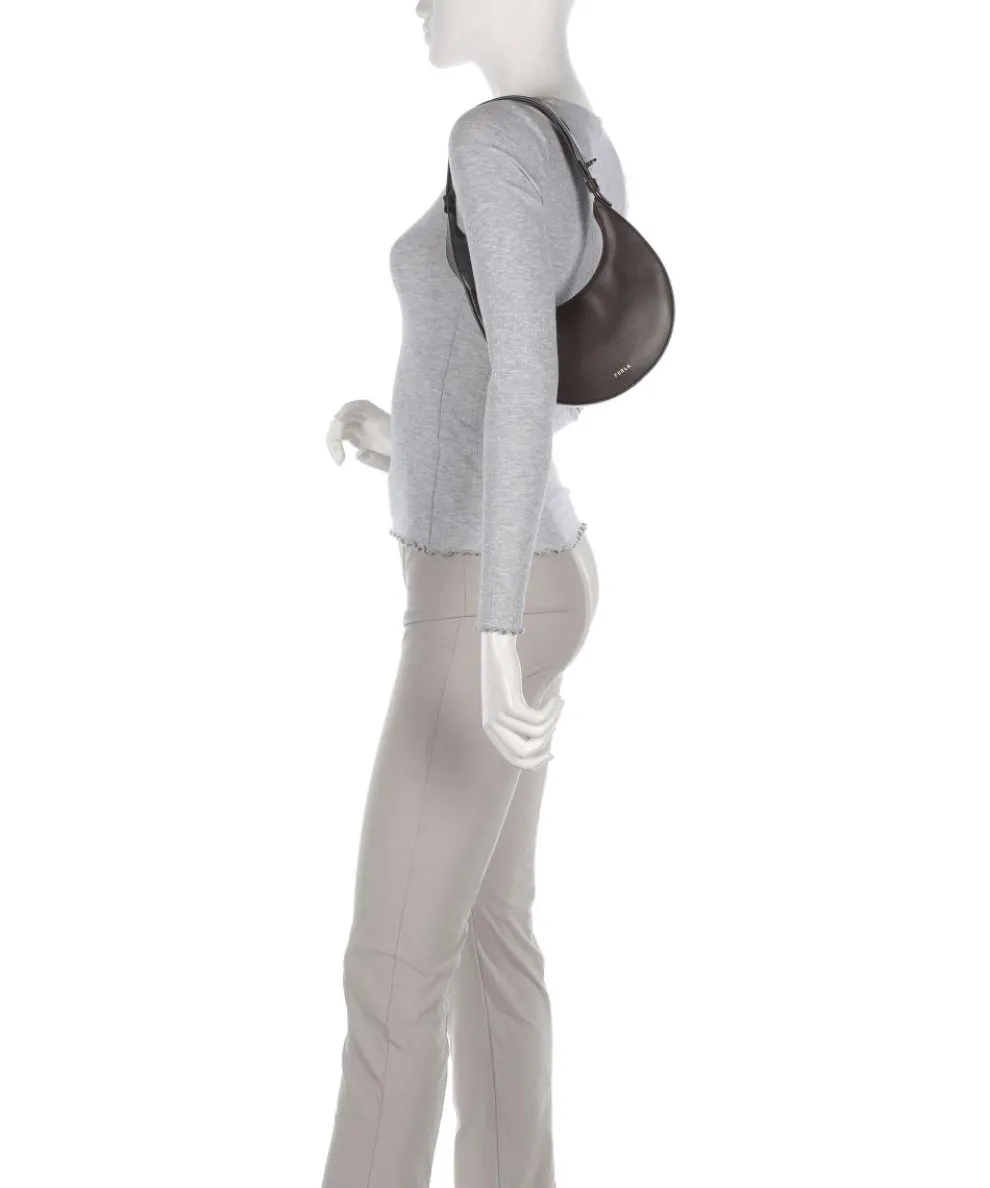 Delizia Mini Schultertasche fein genarbtes Leder dunkelbraun