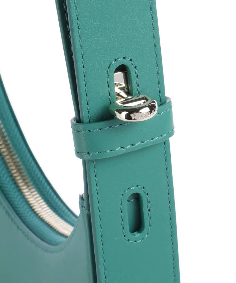 Delizia Mini Schultertasche fein genarbtes Leder petrol