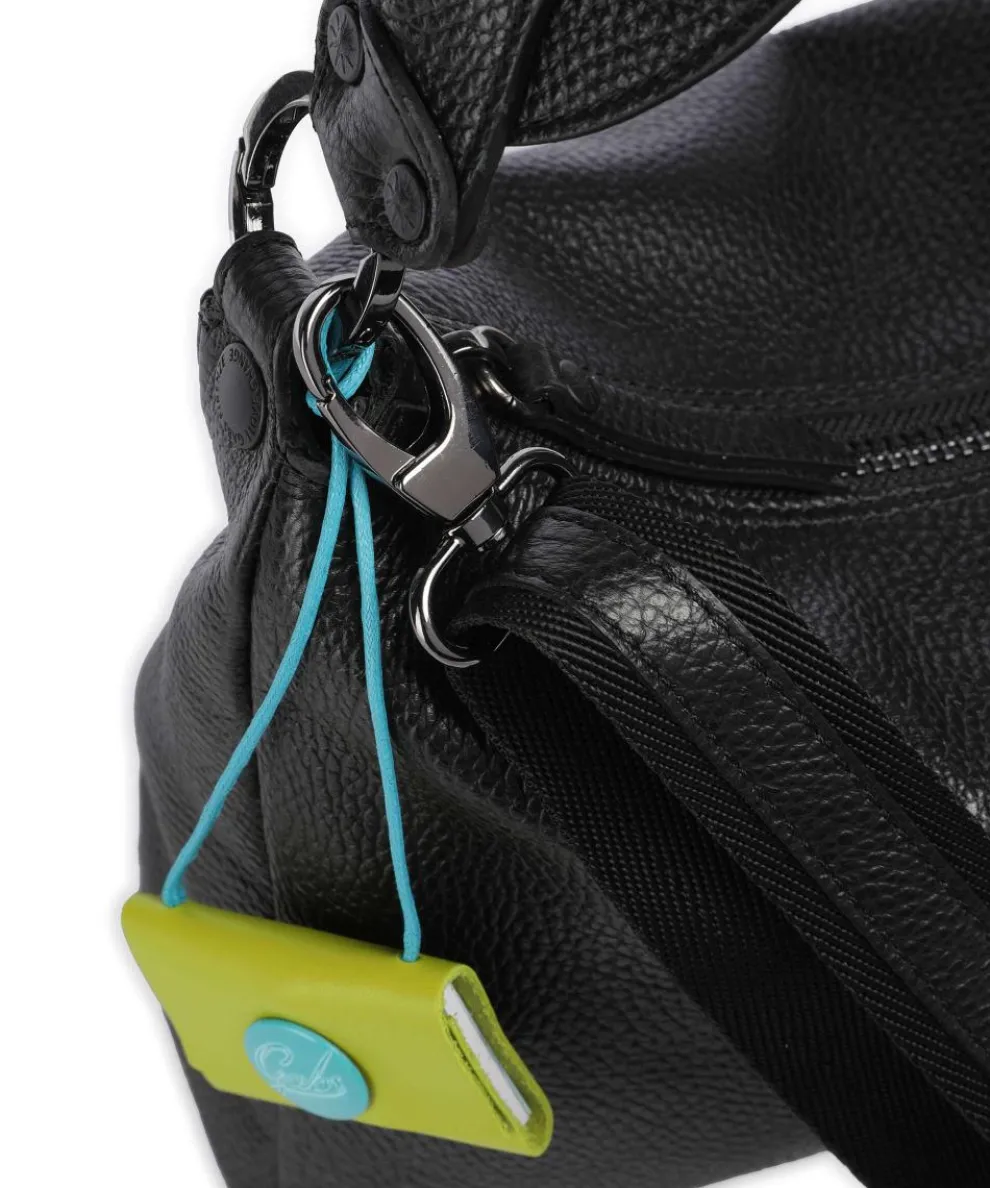 Delos Calliope Beuteltasche genarbtes Kalbsleder schwarz