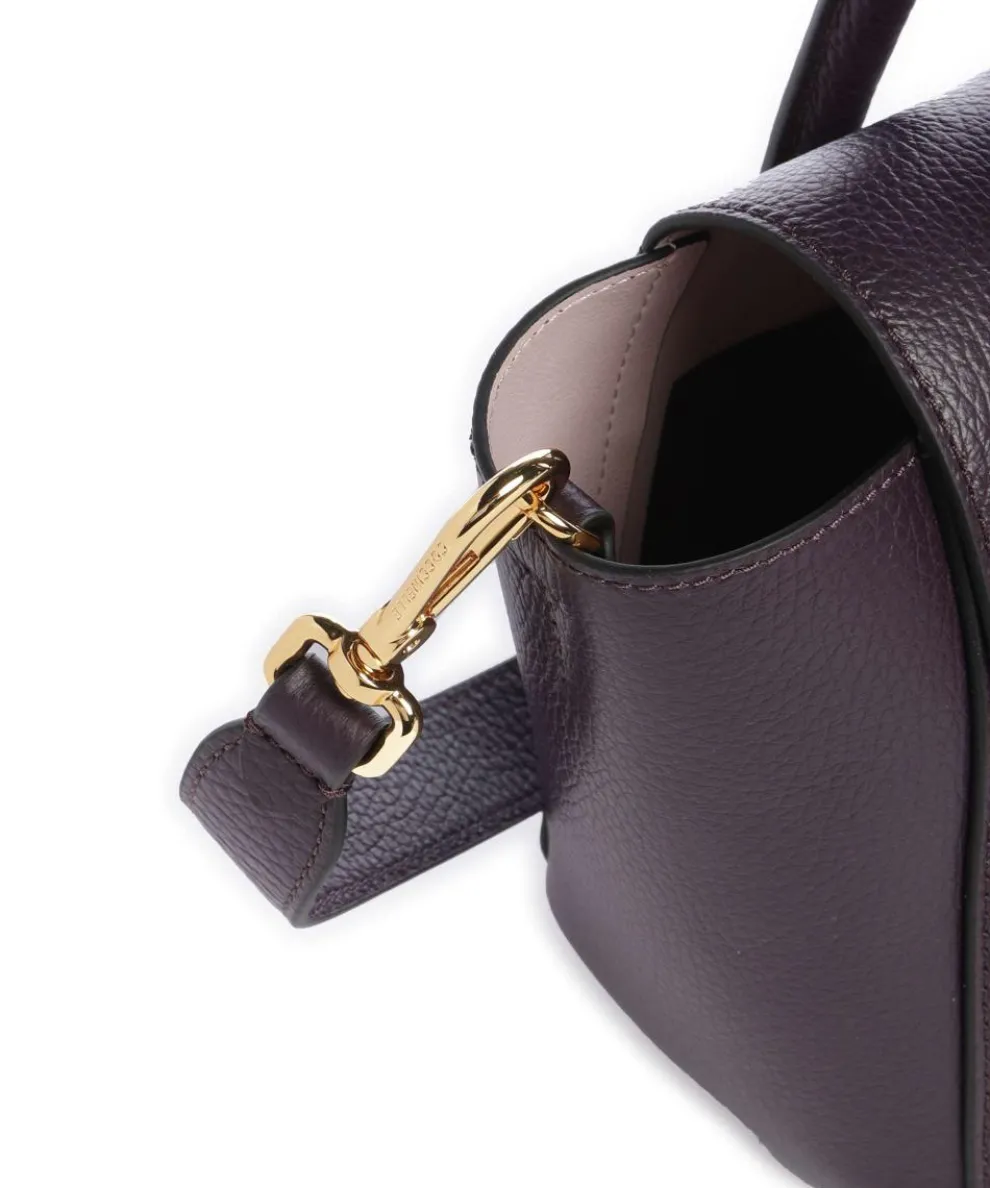 Beat Double Handtasche genarbtes Rindsleder pflaume