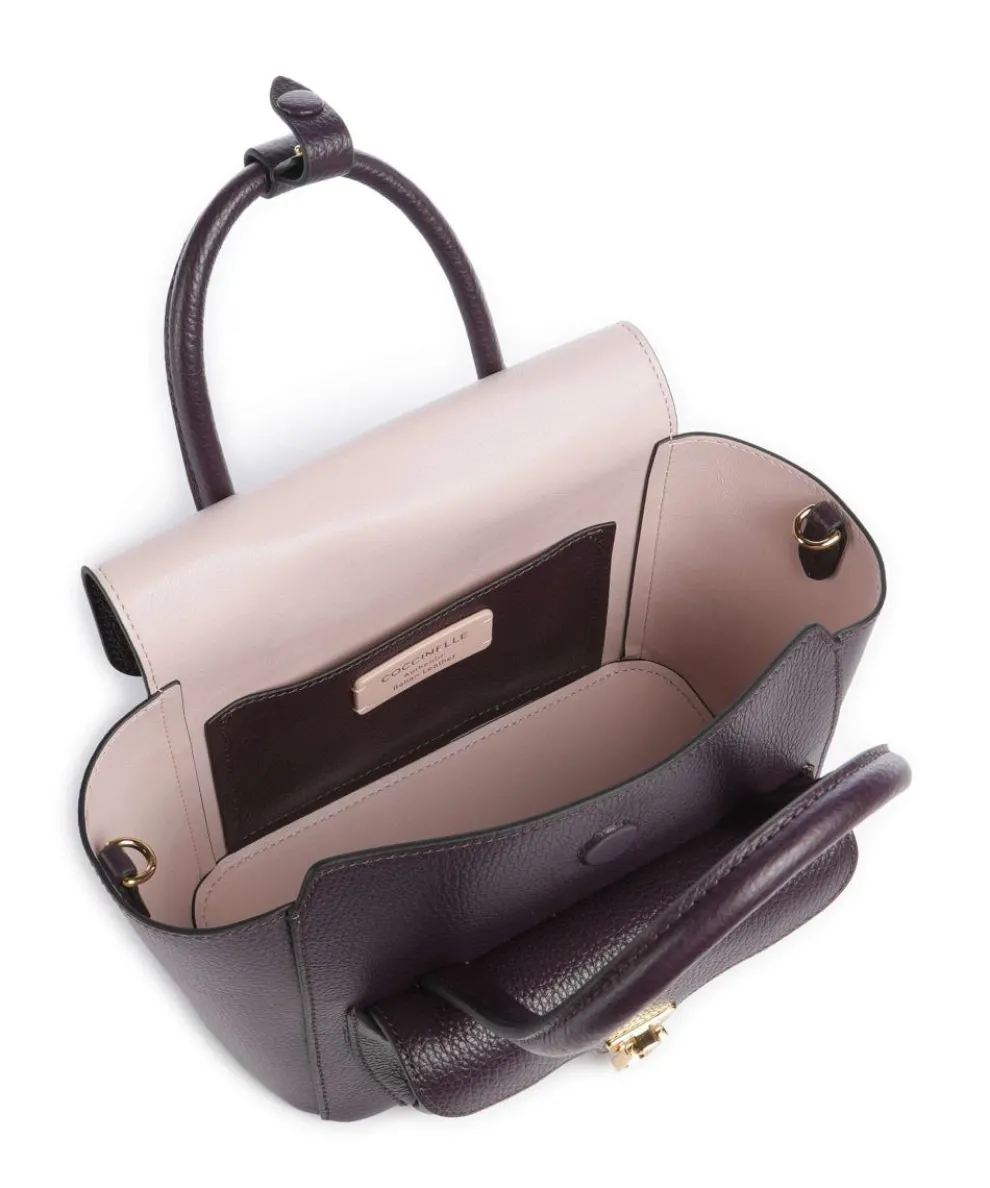 Beat Double Handtasche genarbtes Rindsleder pflaume