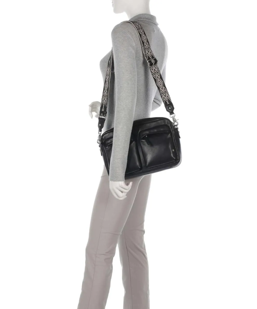 Design Destination Schultertasche fein genarbtes Kalbsleder schwarz