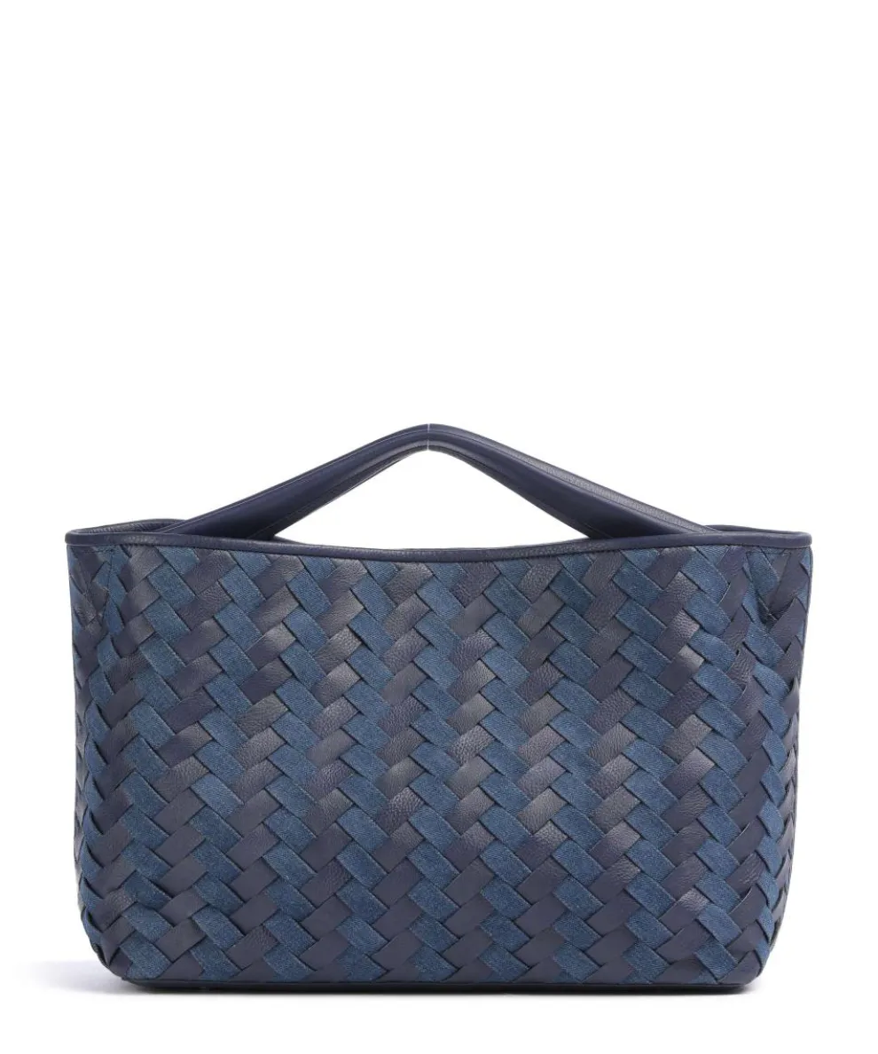 Devonshire Row Handtasche genarbtes Rindsleder, Polyester dunkelblau