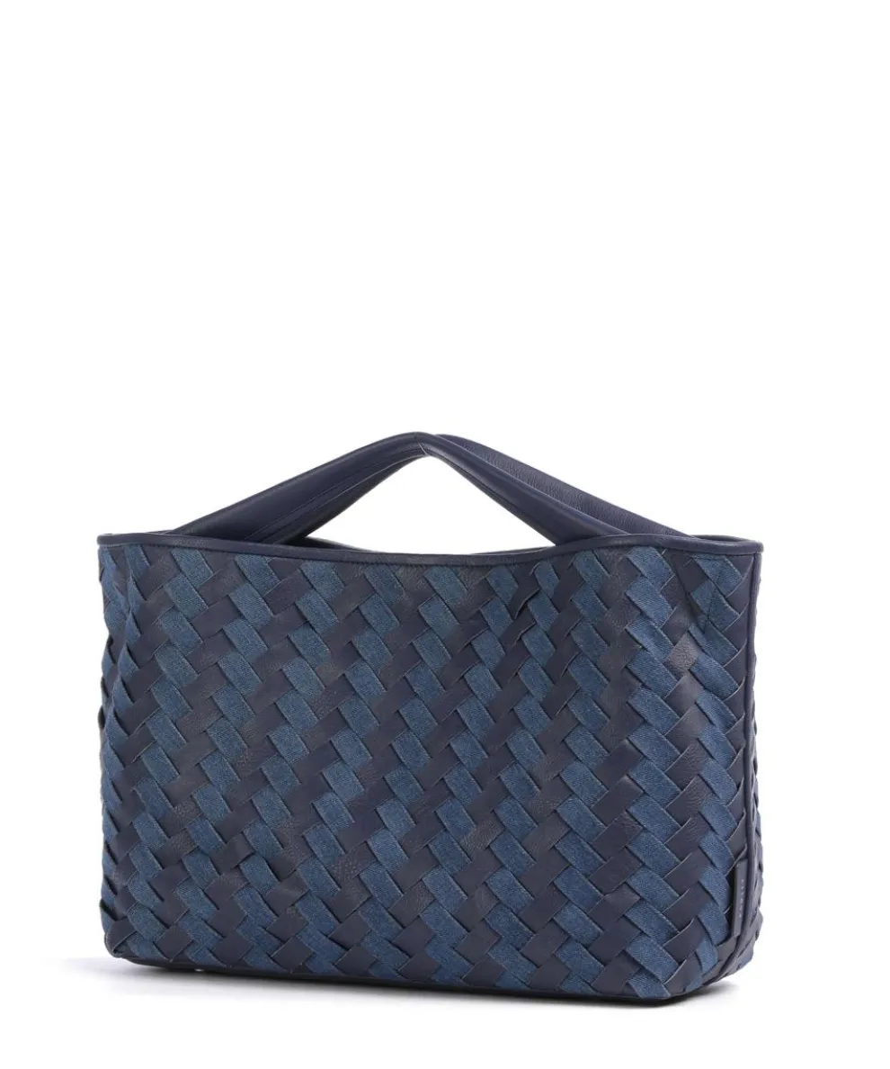 Devonshire Row Handtasche genarbtes Rindsleder, Polyester dunkelblau