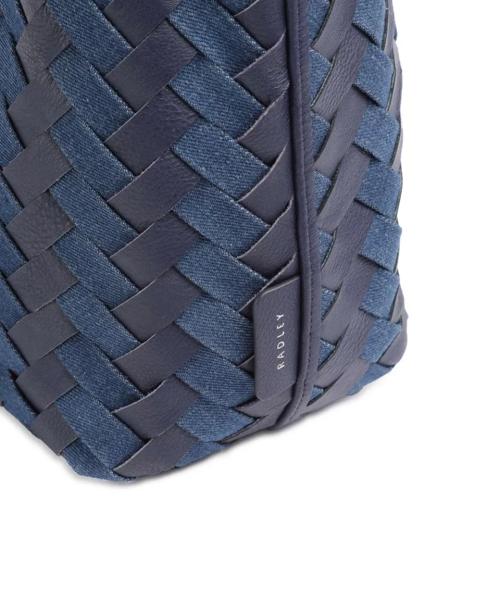 Devonshire Row Handtasche genarbtes Rindsleder, Polyester dunkelblau