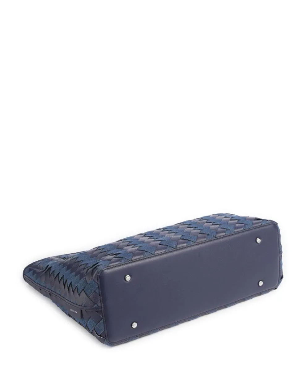 Devonshire Row Handtasche genarbtes Rindsleder, Polyester dunkelblau