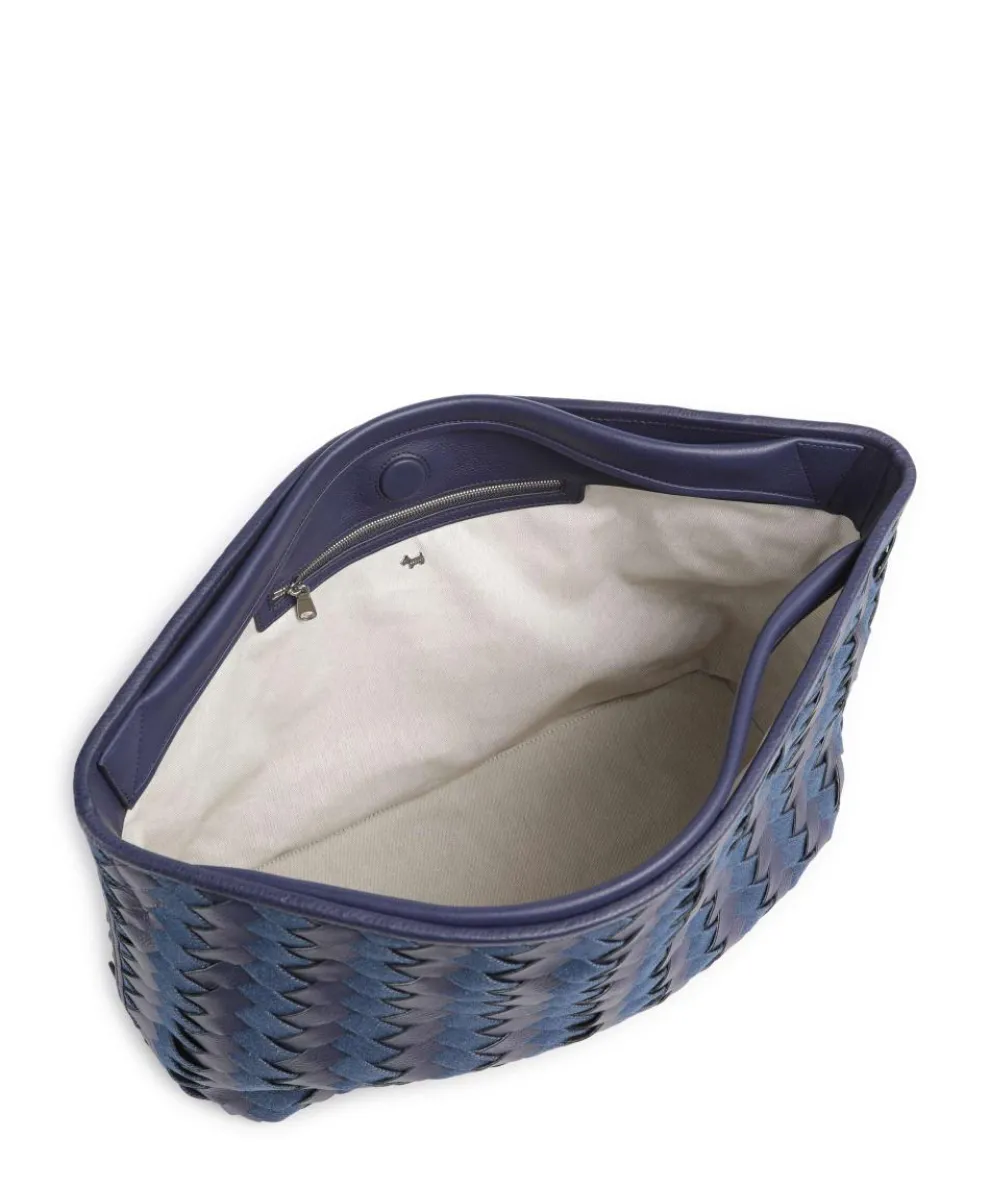 Devonshire Row Handtasche genarbtes Rindsleder, Polyester dunkelblau