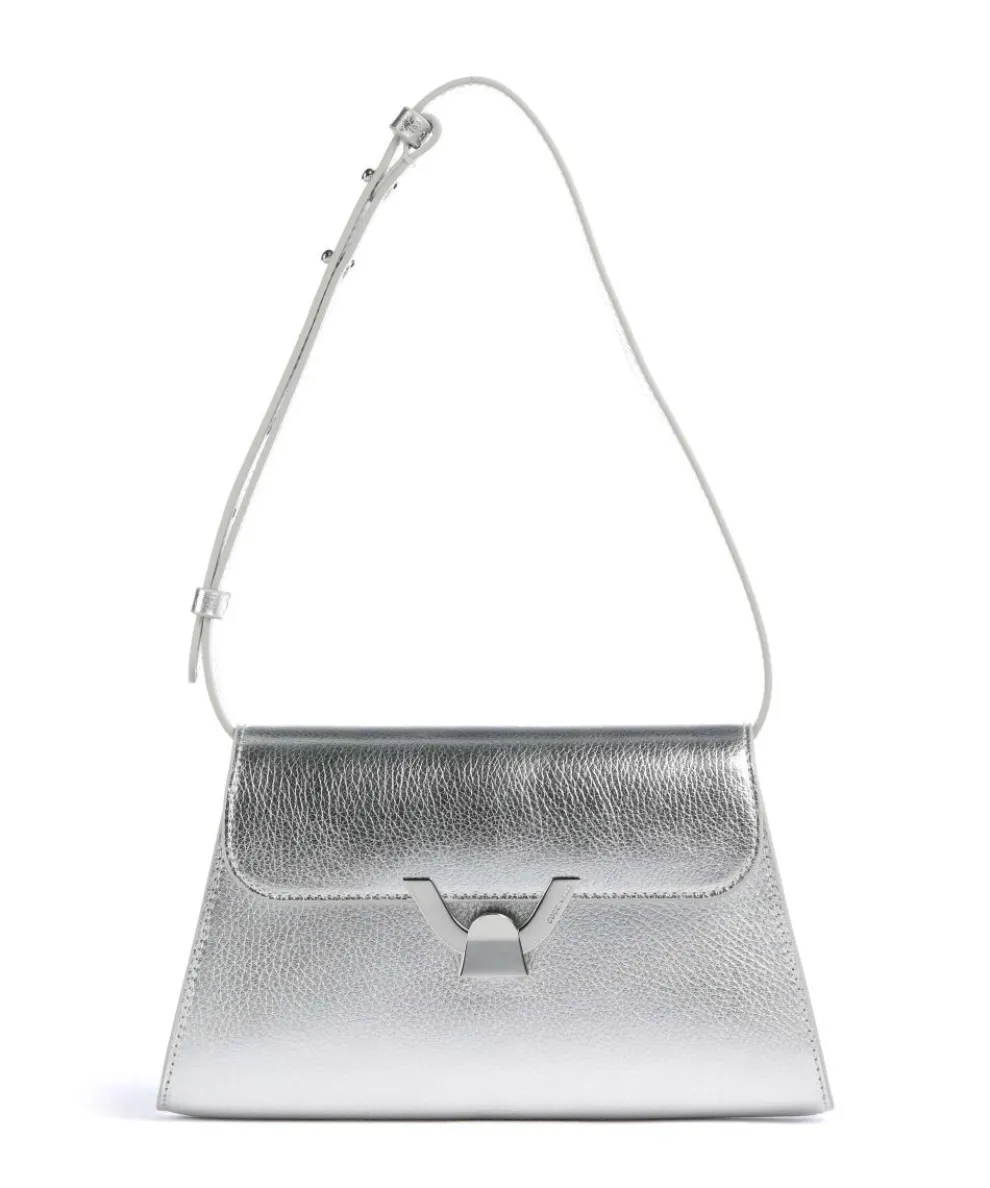 Dew Schultertasche genarbtes Rindsleder silber