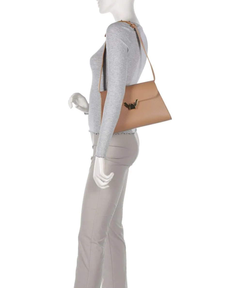 Dew Schultertasche genarbtes Leder hellbraun