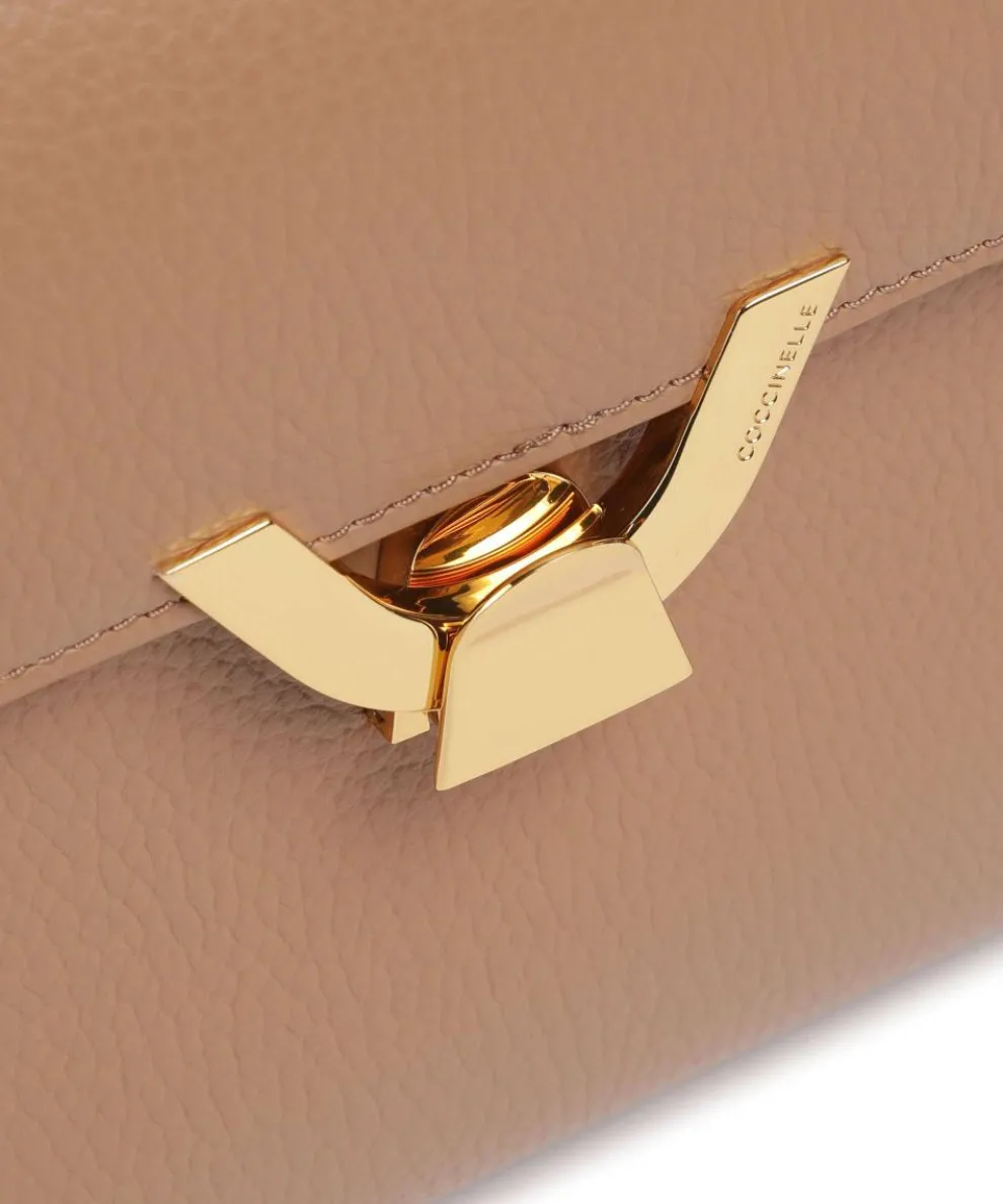 Dew Schultertasche genarbtes Leder hellbraun