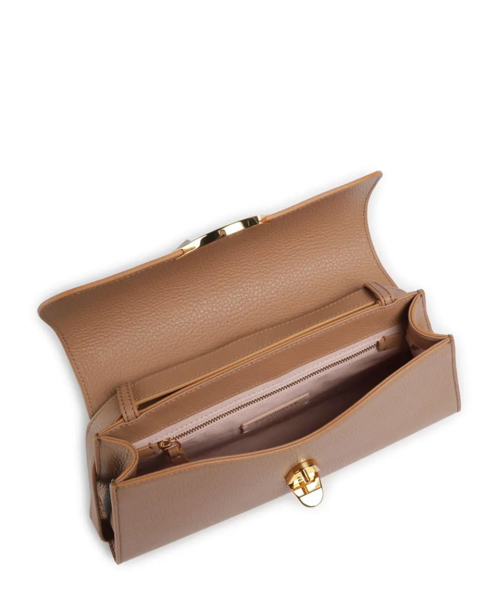 Dew Schultertasche genarbtes Leder hellbraun