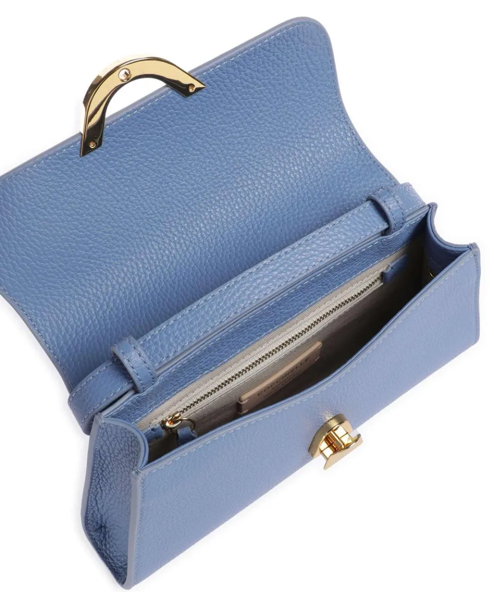 Dew Schultertasche genarbtes Rindsleder blau