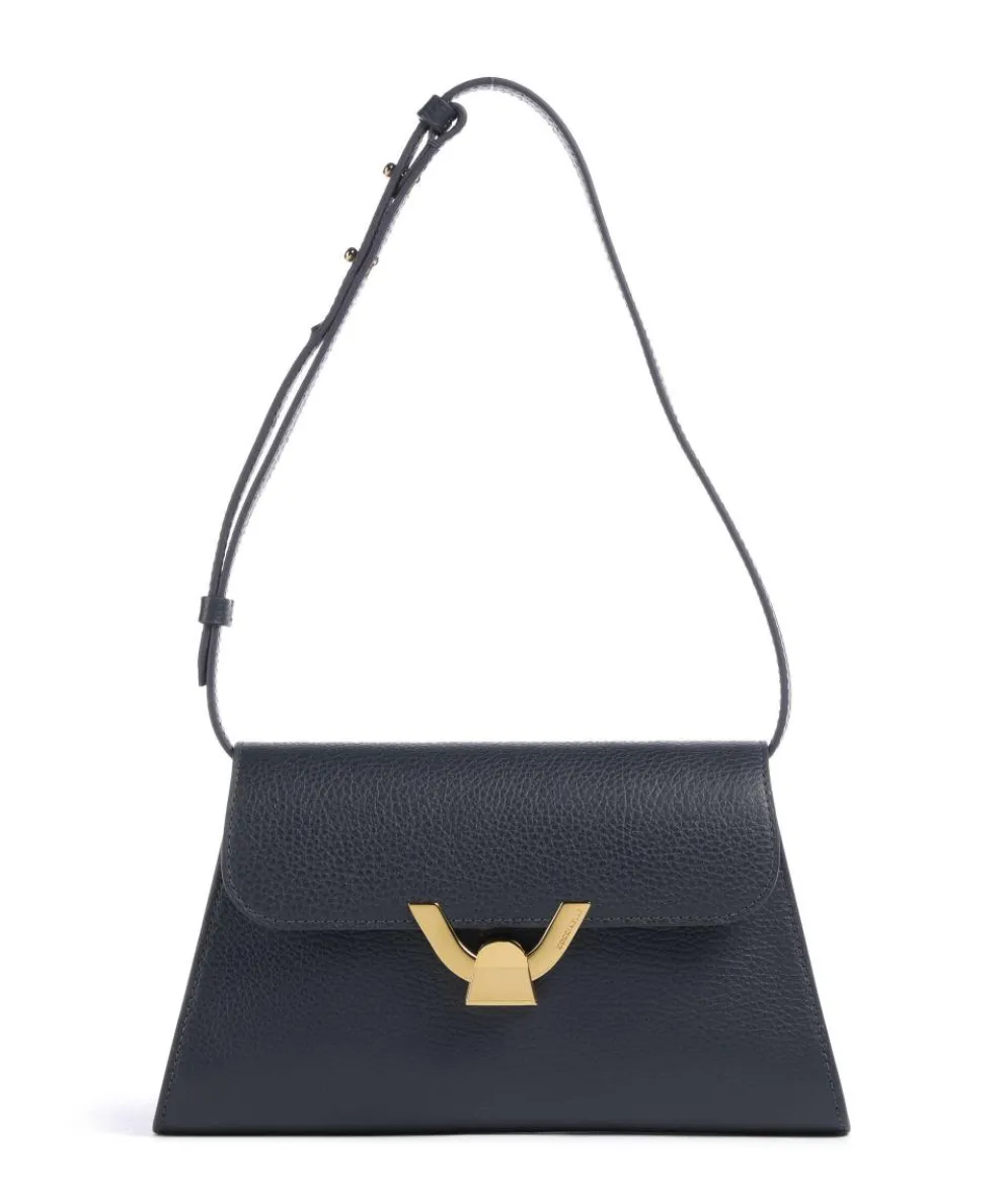 Dew Schultertasche genarbtes Rindsleder navy