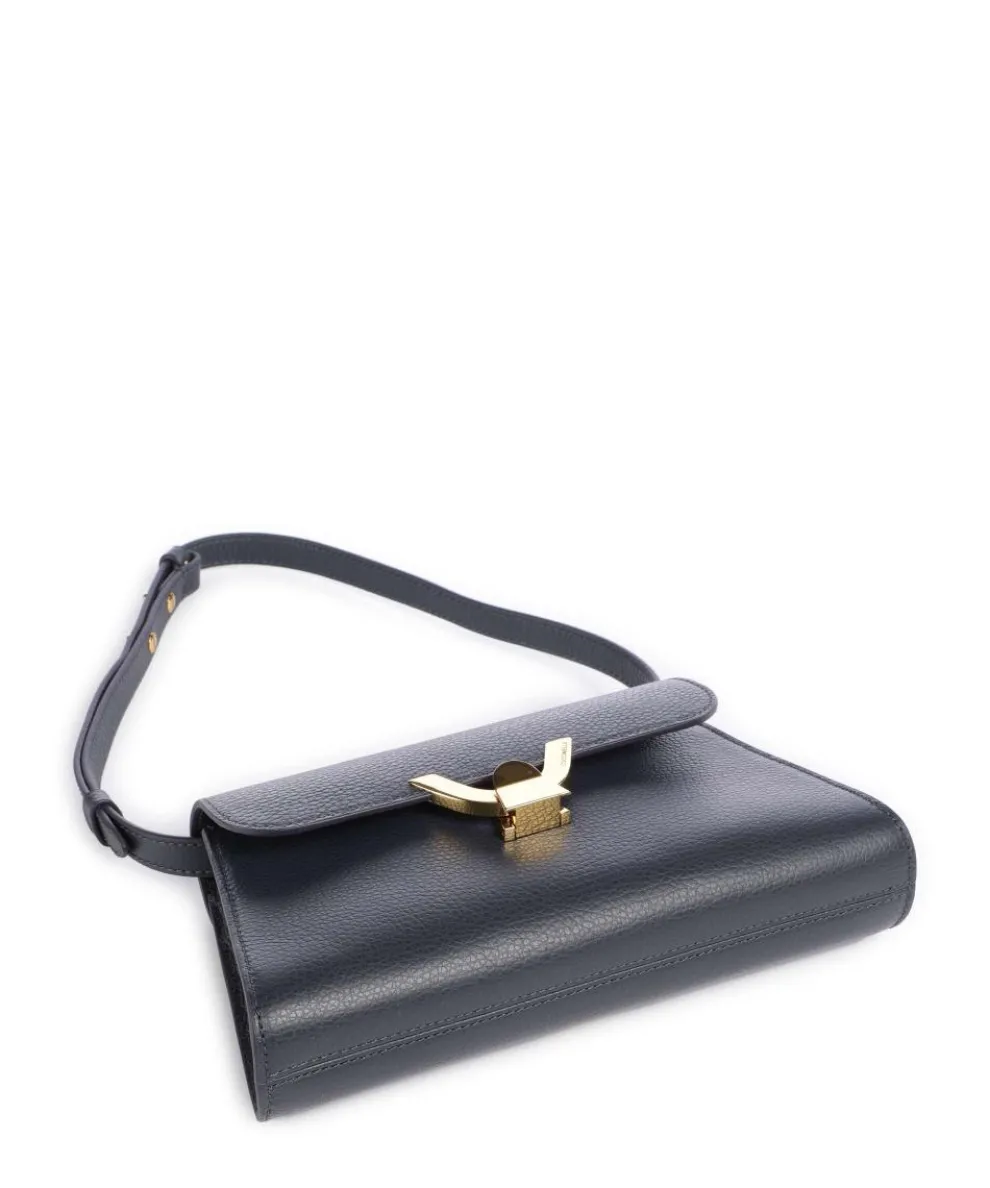 Dew Schultertasche genarbtes Rindsleder navy