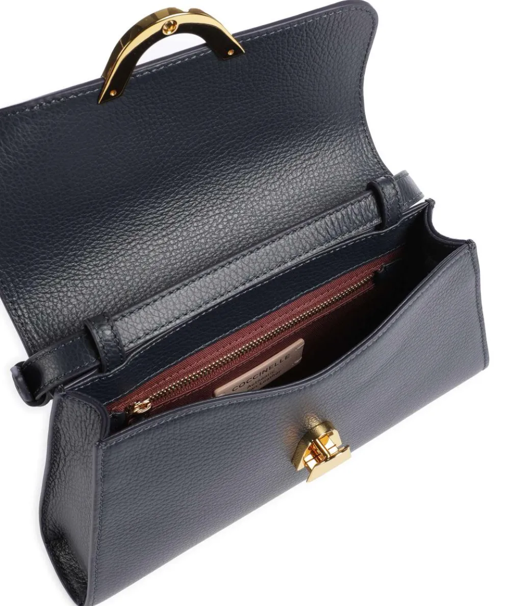 Dew Schultertasche genarbtes Rindsleder navy