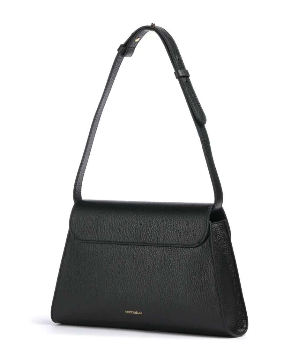 Dew Schultertasche genarbtes Leder schwarz