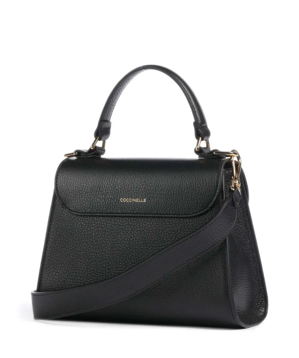 Dew Umhängetasche genarbtes Rindsleder schwarz