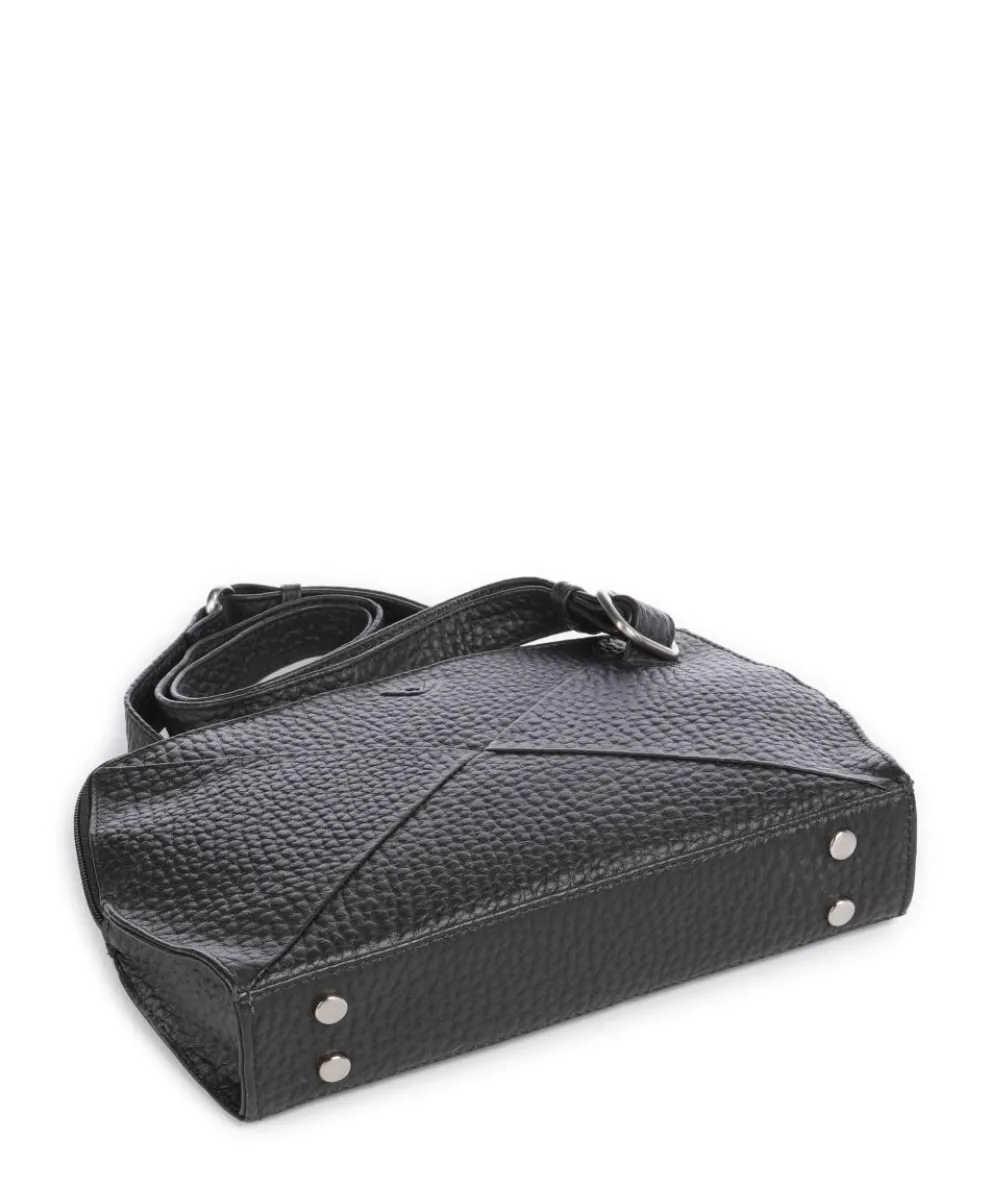 Hirsch Fietke Umhängetasche genarbtes Leder schwarz