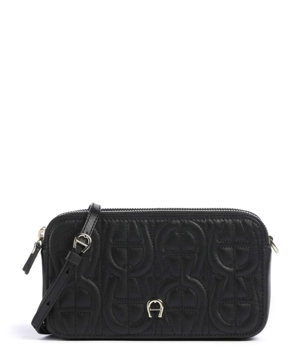 Diadora Handytasche geprägtes Leder schwarz